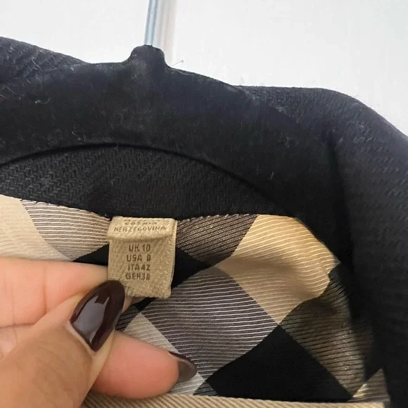 BURBERRY Daylesmoore Double Breasted Wool Cashmere Black Trench Coat Size 8 - Picture 12 of 15